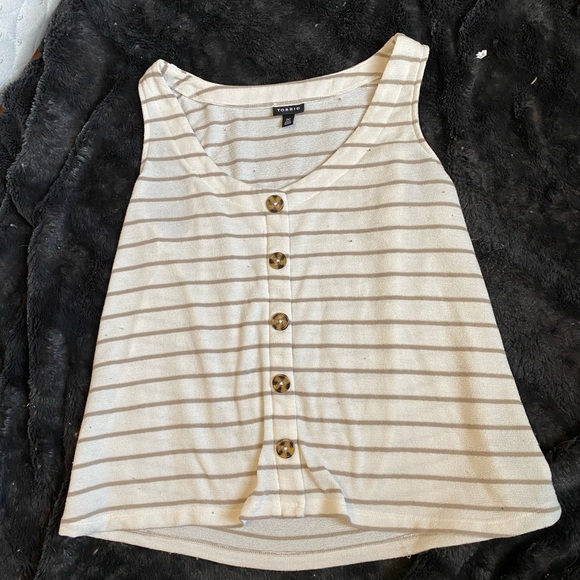 Torrid ivory and taupe striped tank top - Picture 4 of 6